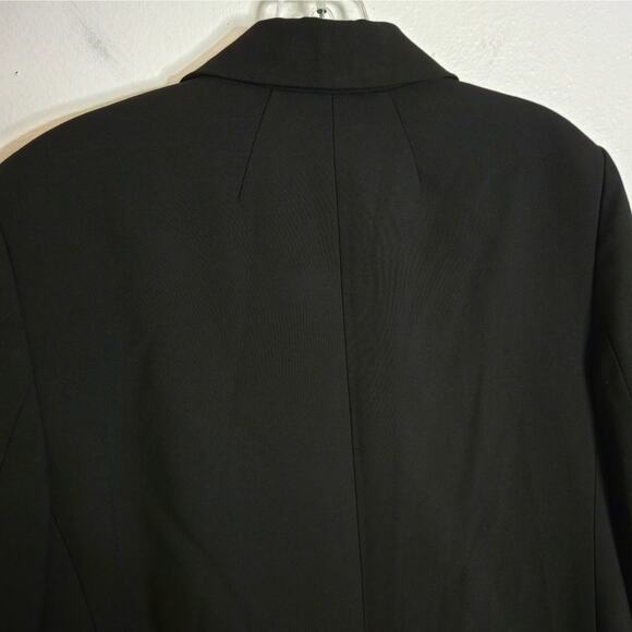 FRAME Wool Double Breasted Blazer Size 12 Noir Black Shoulder Pads Classic Chic - Picture 8 of 12